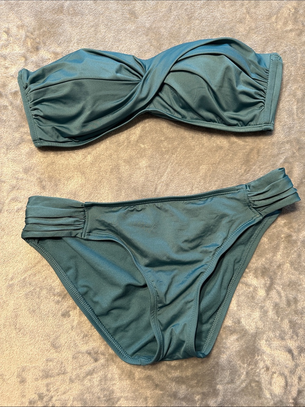 EUC Kona Sol Teal Bandeau Bikini Set - Twisted Front Two-Piece Sz M